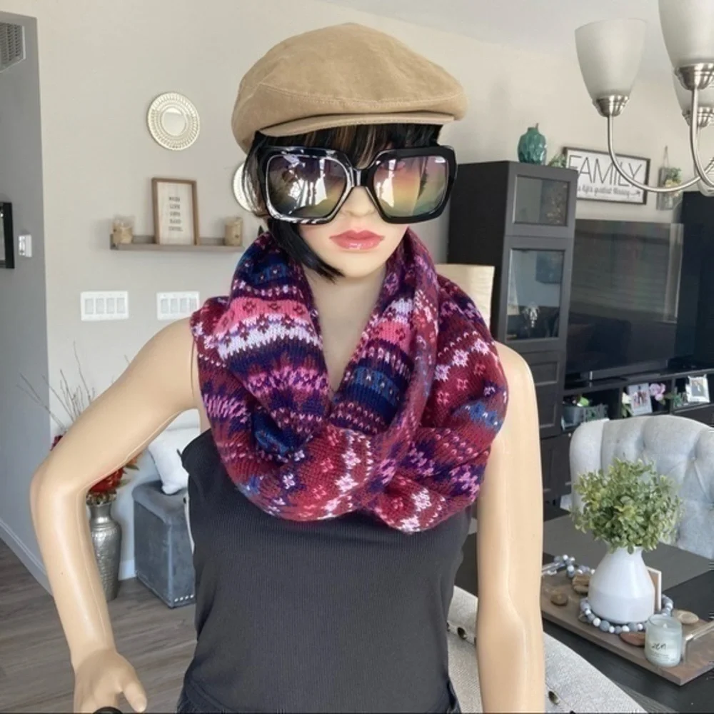 💋 SO Kohl’s fairisle infinity knit winter ski scarf 🧣
